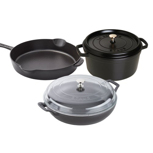 5pc Cast Iron Cookware Set Matte Black
