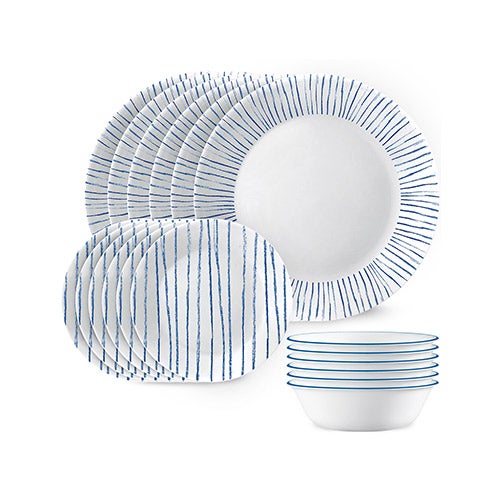 Botanical Stripes Classic Pattern 18pc Dinnerware Set