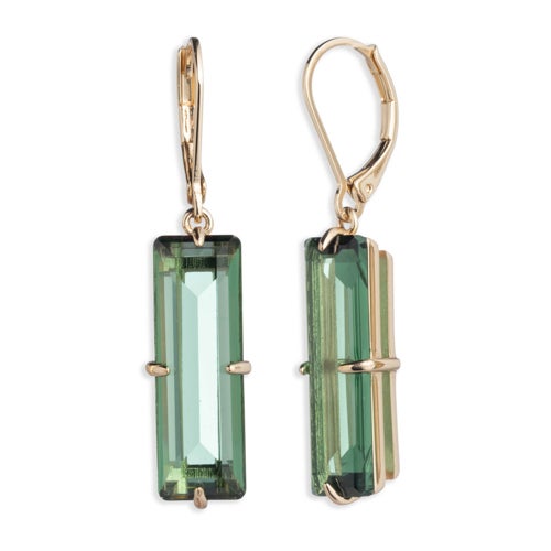 Baguette Drop Earrings Green