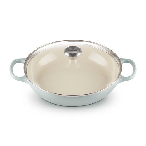 3.5qt Signature Cast Iron Braiser w/ Glass Lid Sea Salt