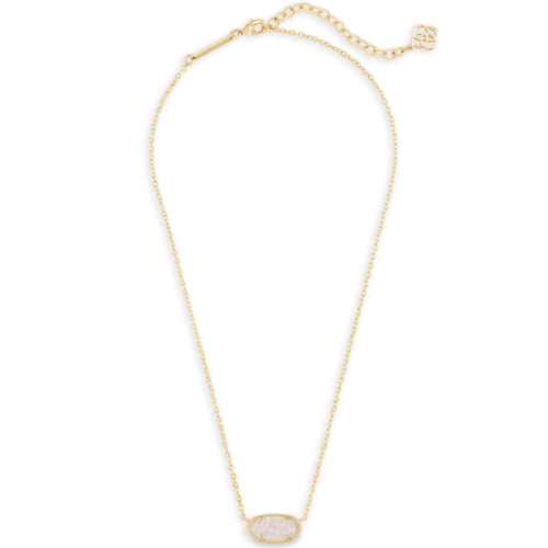 Kendra Scott Elisa Gold Pendant Necklace in Iridescent Drusy