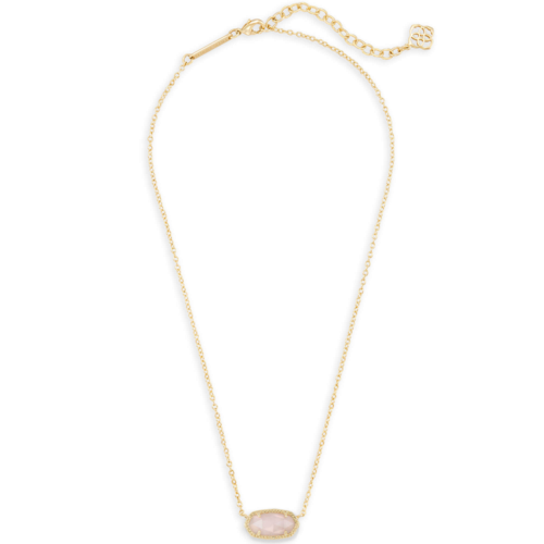 Kendra Scott Elisa Gold Pendant Necklace in Rose Quartz