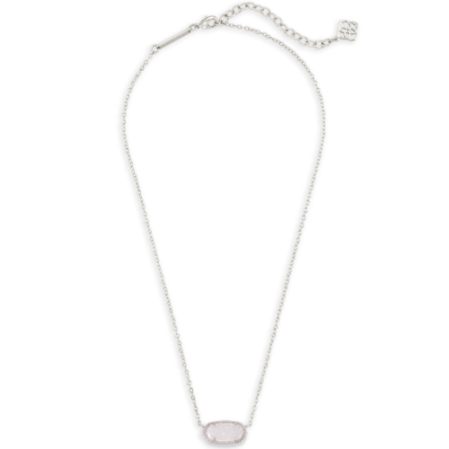 Kendra Scott Elisa Silver Pendant Necklace in Iridescent Drusy