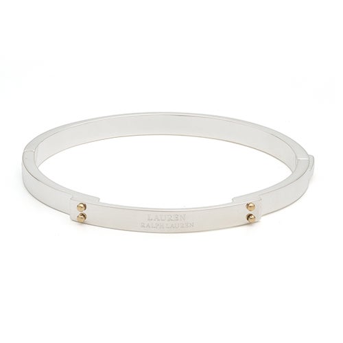 Two-Tone Sterling Silver Logo Bangle Bracelet