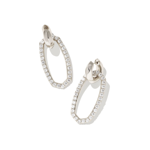 Kendra Scott Danielle Silver Convertible Link Earrings in White Crystal