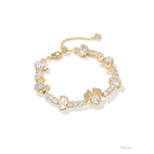 Kendra Scott Disney Gold Mickey and Minnie Mouse Tennis Bracelet in White CZ