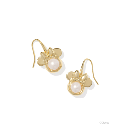 Kendra Scott Disney Gold Minnie Mouse Drop Earrings in Freshwater Cultured Pearl