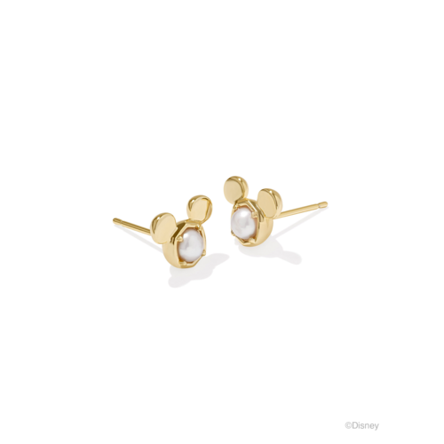Kendra Scott Disney Gold Mickey Mouse Stud Earrings in Freshwater Cultured Pearl