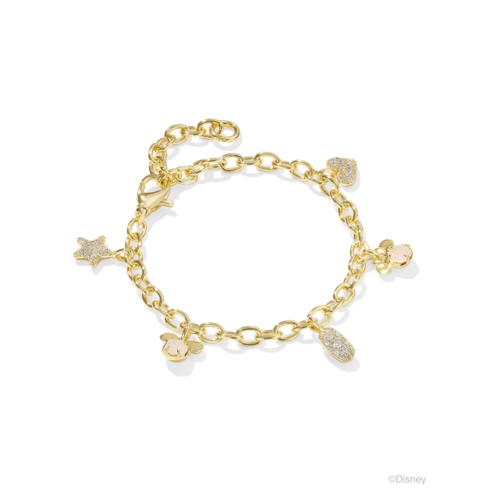 Kendra Scott Disney Gold Mickey and Minnie Mouse Charm Bracelet in Iridescent White Mix