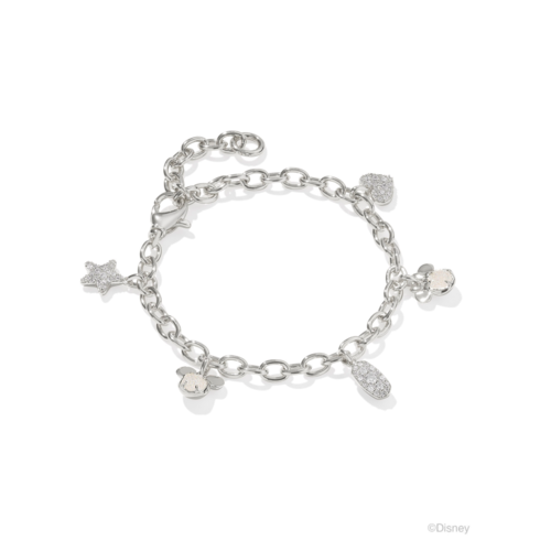 Kendra Scott Disney Silver Mickey and Minnie Mouse Charm Bracelet in Iridescent White Mix