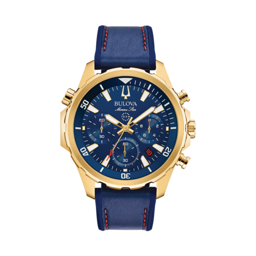 Bulova Men's Marine Star Chronograph Blue Strap Watch