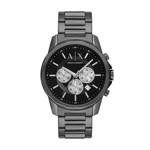 Mens Banks Chronograph Black Ion-Plated Stainless Steel Watch Black Dial