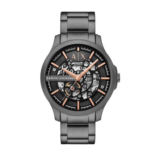 Mens Hampton Chronograph Black Stainless Steel Watch Black Dial