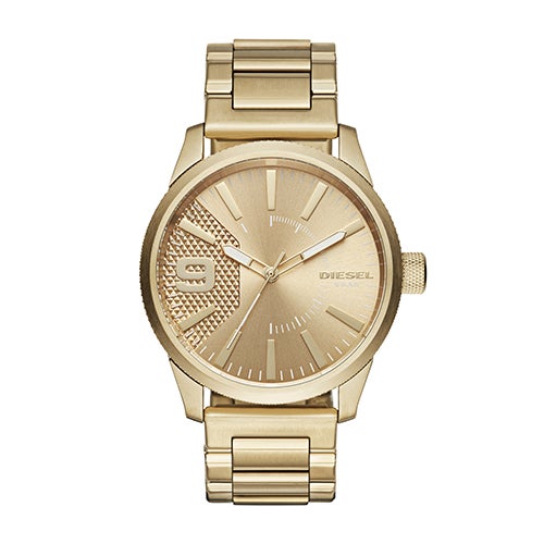 Mens Rasp Stainles Steel Gold-Tone Watch Gold Dial