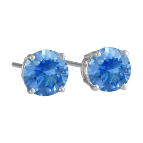 Antwerp Sterling Silver Cubic Zirconia Blue Royal Stud Earrings