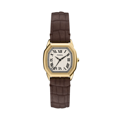 Fossil Women's Harlow Three-Hand Brown Croco Leather Watch