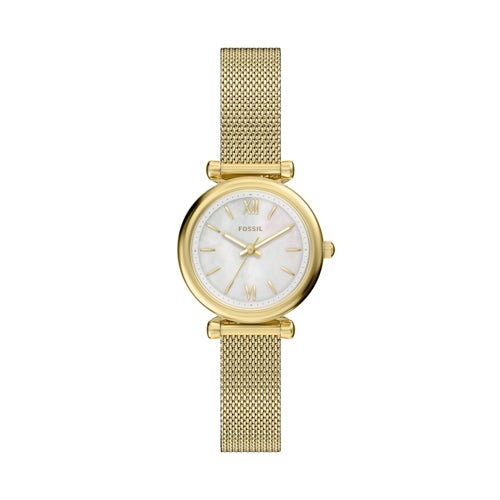 Ladies Carlie Mini Gold-Tone SS Mesh Bracelet Watch Mother-of-Pearl Dial