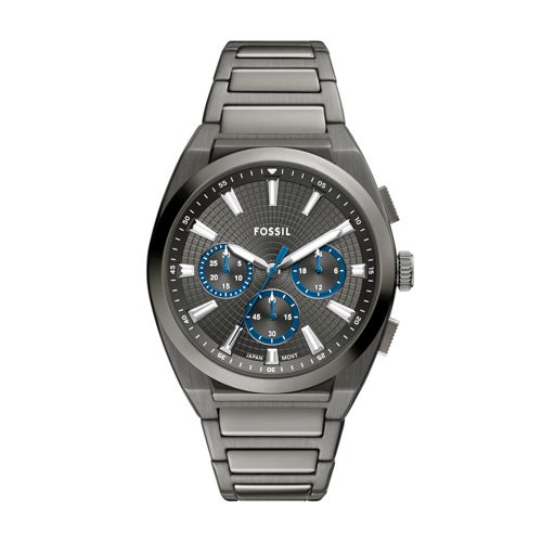 Mens Everett Chronograph Smoke Stainless Steel Watch Gray Dial