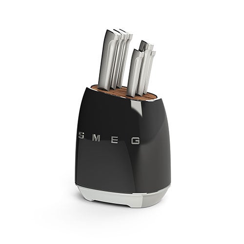 Retro-Style 6pc Knife Block Set, Black