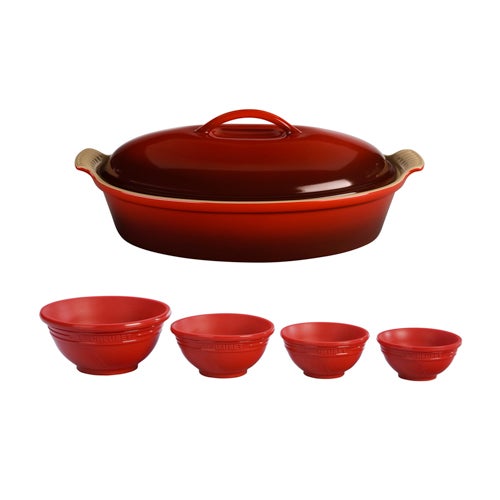 6pc Casserole & Prep Set Cerise