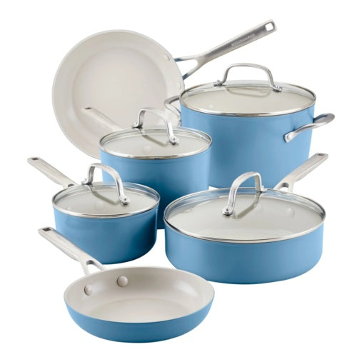 KITCHENAID 10-PIECE HARD ANODIZED CERAMIC COOKWARE SET