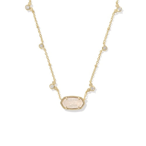 KENDRA SCOTT DISNEY GOLD MICKEY MOUSE ELISA SHORT PENDANT NECKLACE IN IRIDESCENT DRUSY