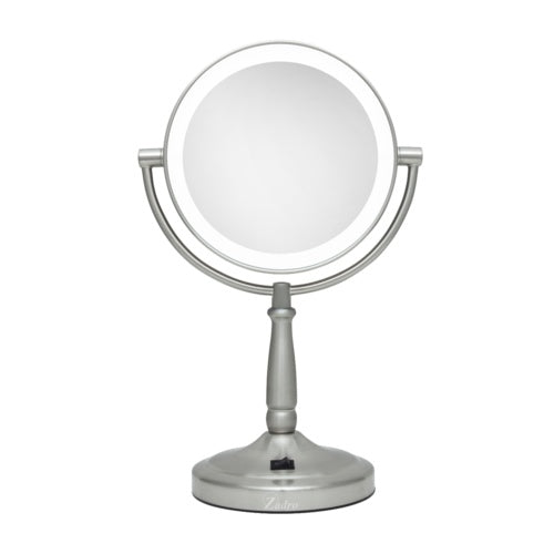 ZADRO CORDLESS DUAL-SIDED LED LIGHTED ROUND VANITY MIRROR 10X/1X