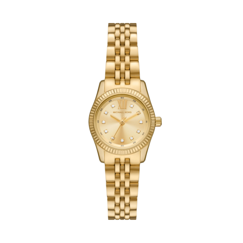 Michael Kors Women's Petite Lexington Pave Gold-Tone Watch