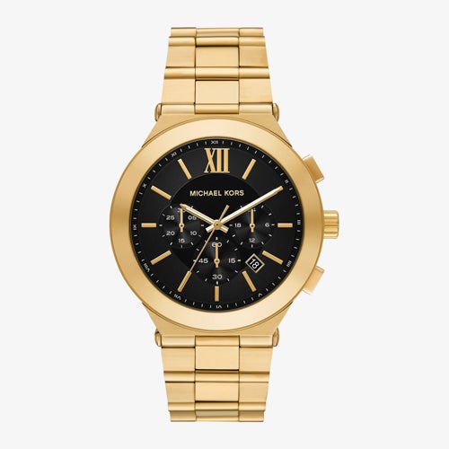 Mens Oversized Billie Chronograph Gold-Tone Stainless Steel Watch Black Dial