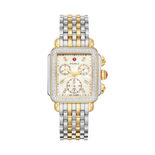 Michele Deco Two-Tone 18K Gold-Plated Diamond Watch