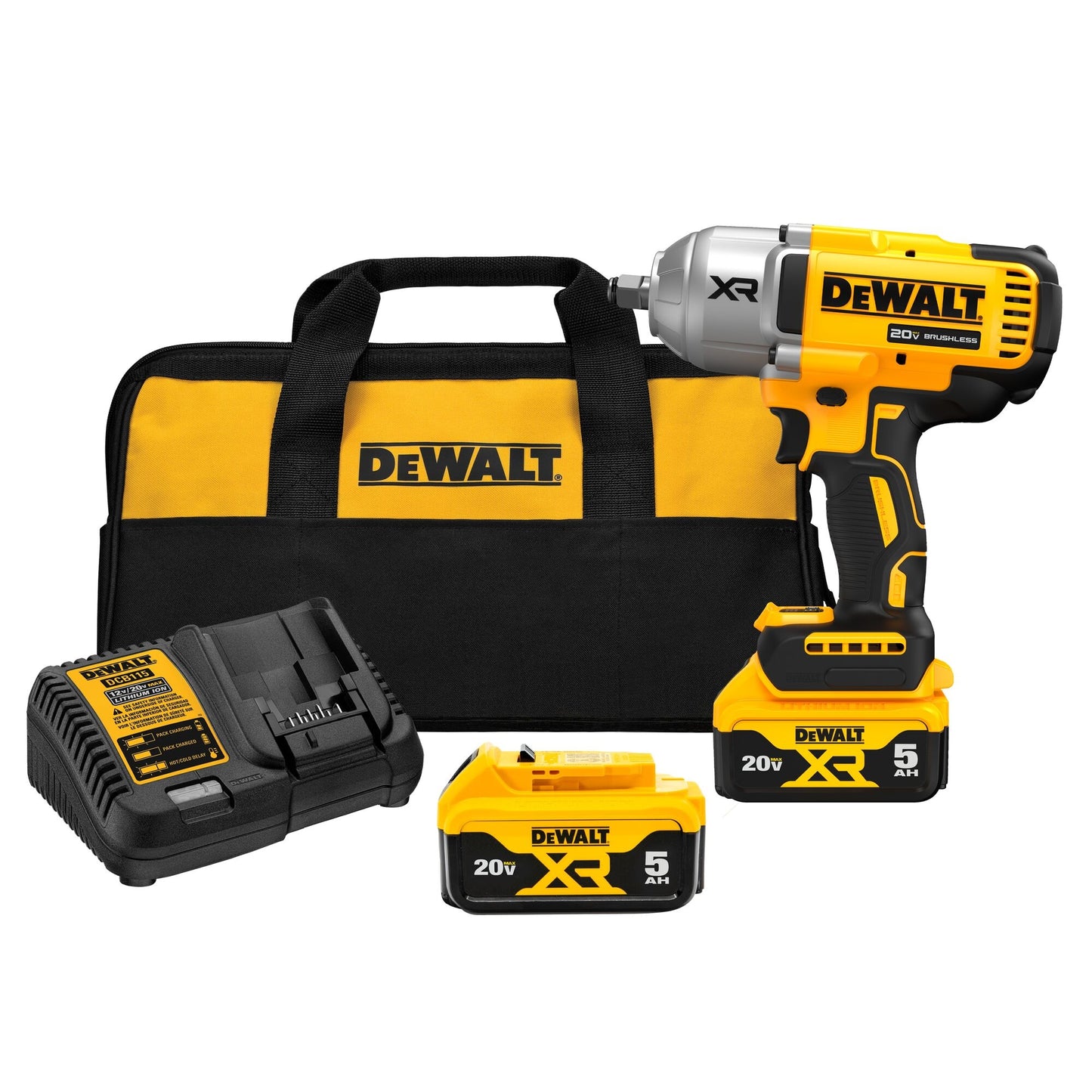 20V MAX XR HIGH TORQUE 1/2" IMPACT WRENCH KIT W/ TWO 5.0AH BATTERIES