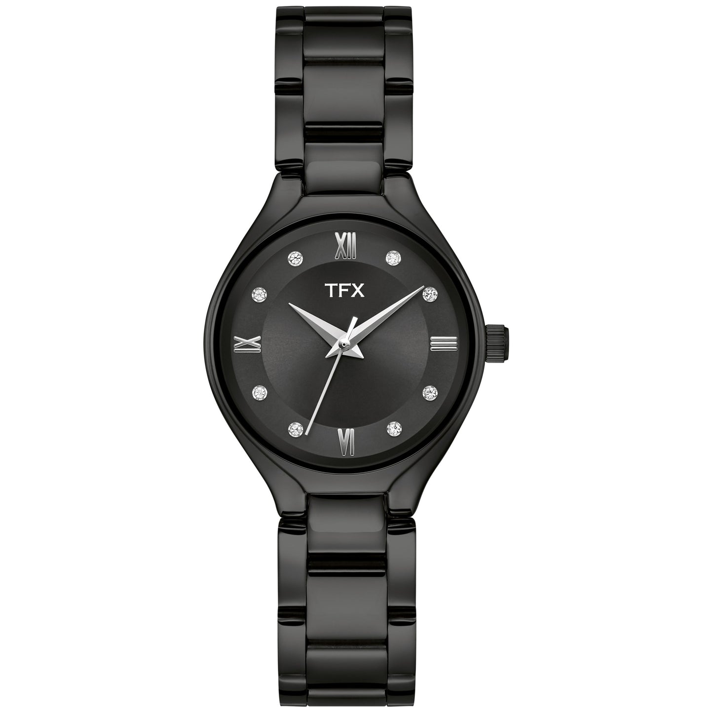 LADIES' TFX IP STAINLESS STEEL WATCH W/ CRYSTAL MARKERS, DIAL