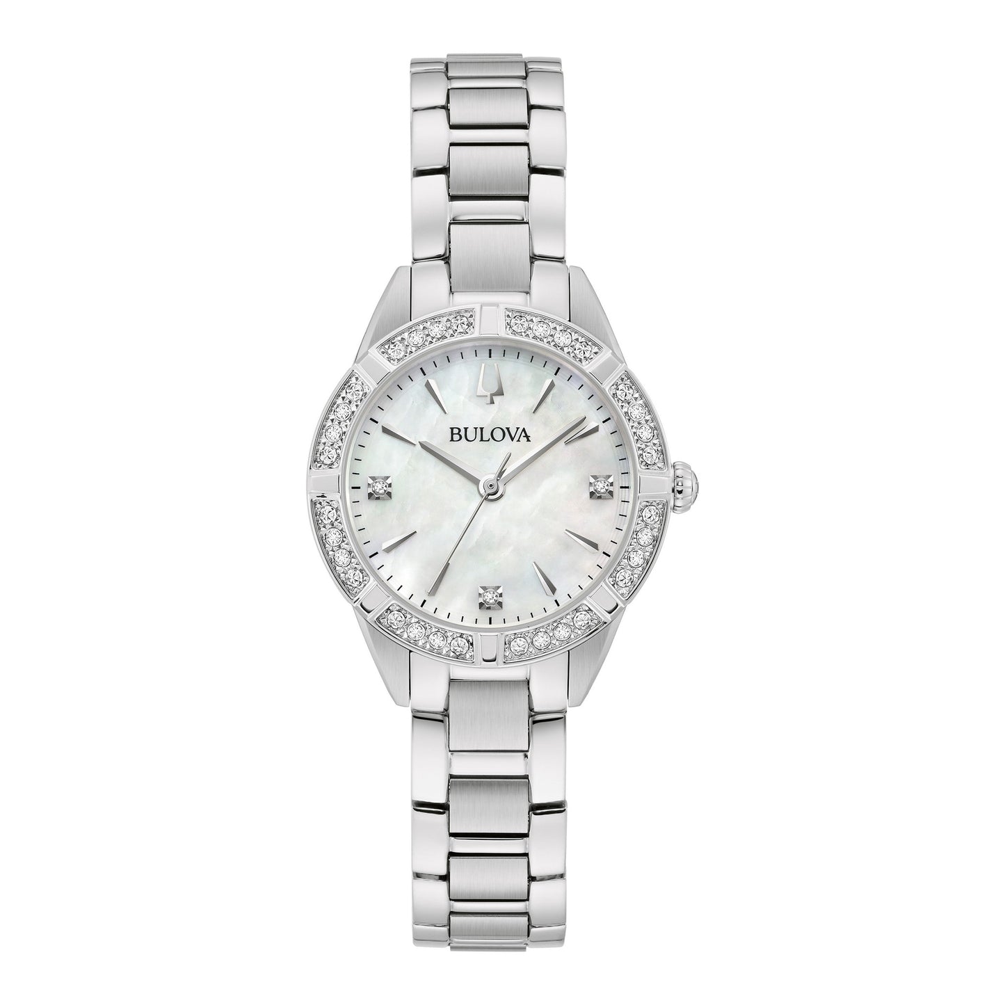 LADIES' SUTTON SLIM DIAMOND STAINLESS STEEL WATCH, MOP DIAL
