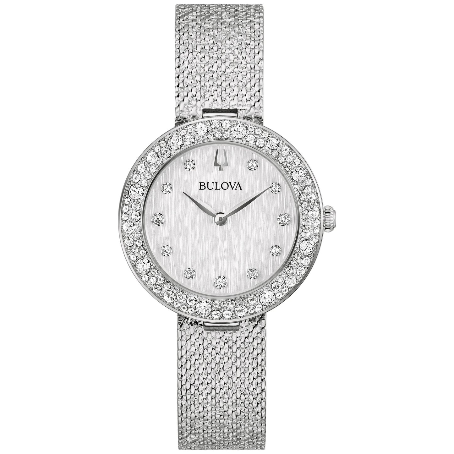 LADIES' CHAMPAGNE CRYSTAL MESH STRAP WATCH, DIAL