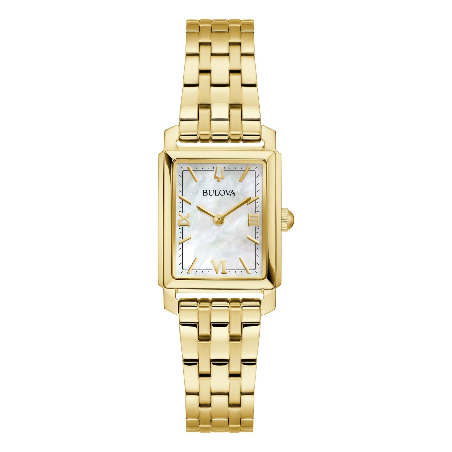 LADIES' SUTTON STAINLESS STEEL RECTANGLE WATCH, MOTHER-OF-PEARL DIAL