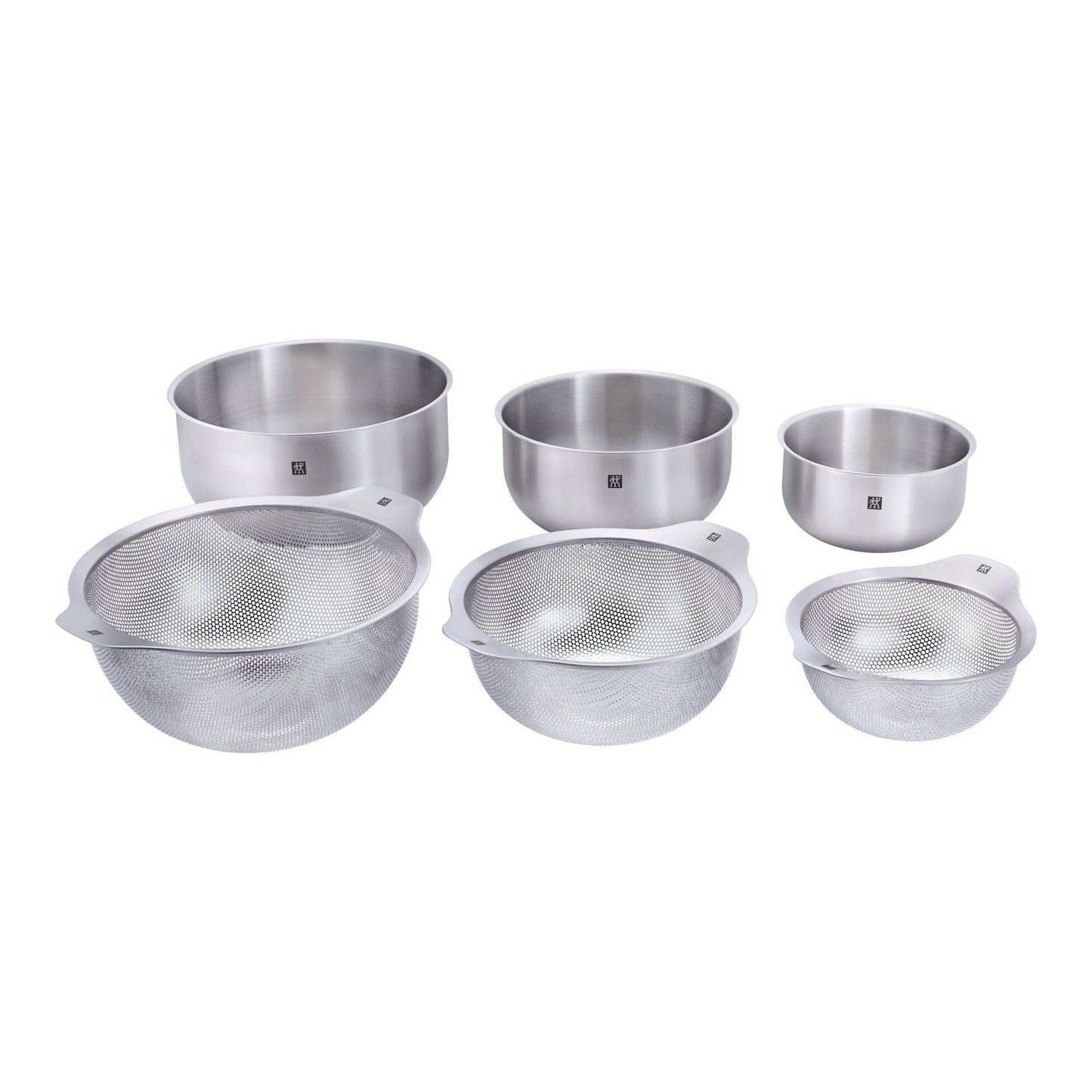 6PC PREP STAINLESS STEEL NESTING BOWL & STRAINER SET