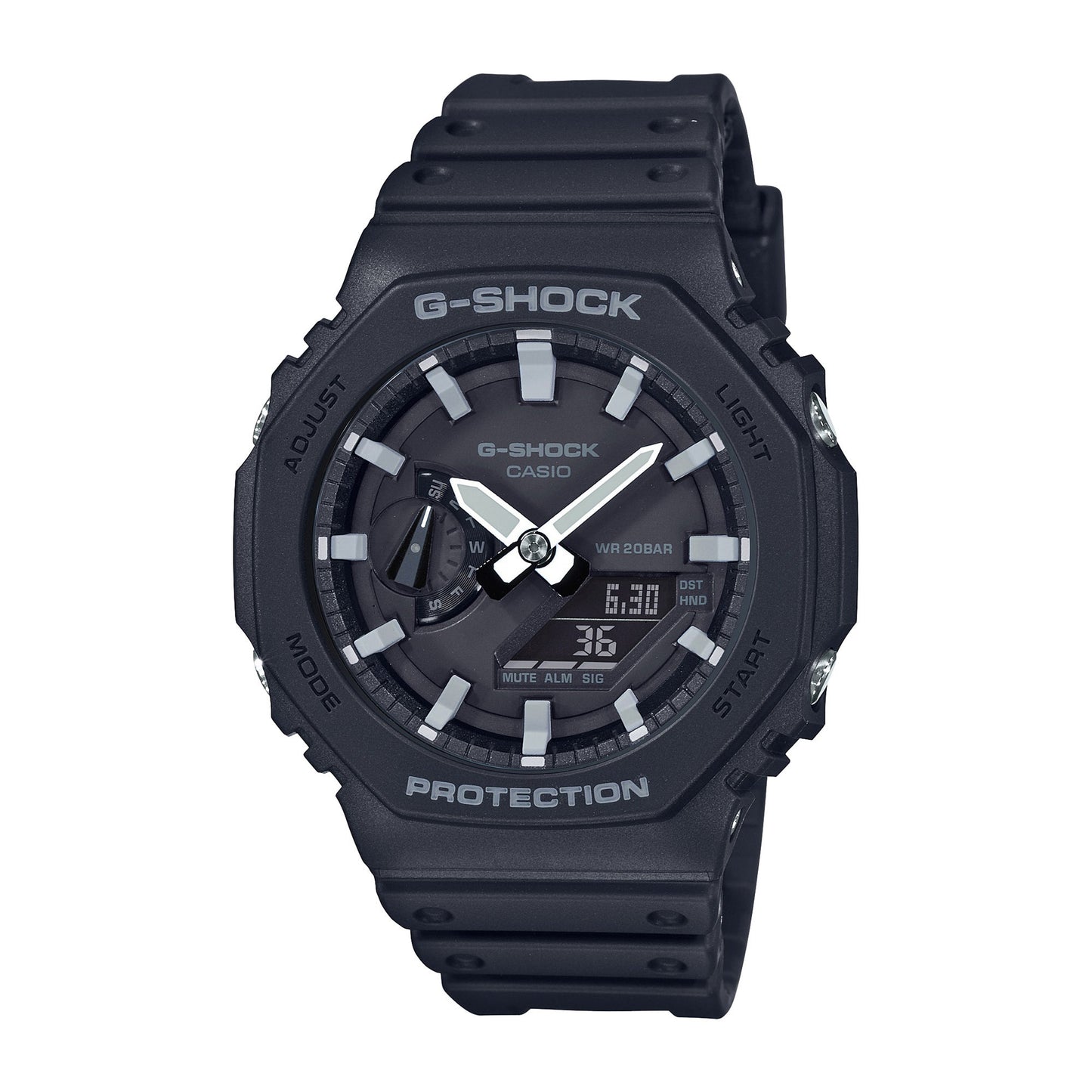MENS 2100 G-SHOCK OCTAGON ANA-DIGI RESIN WATCH BLACK DIAL
