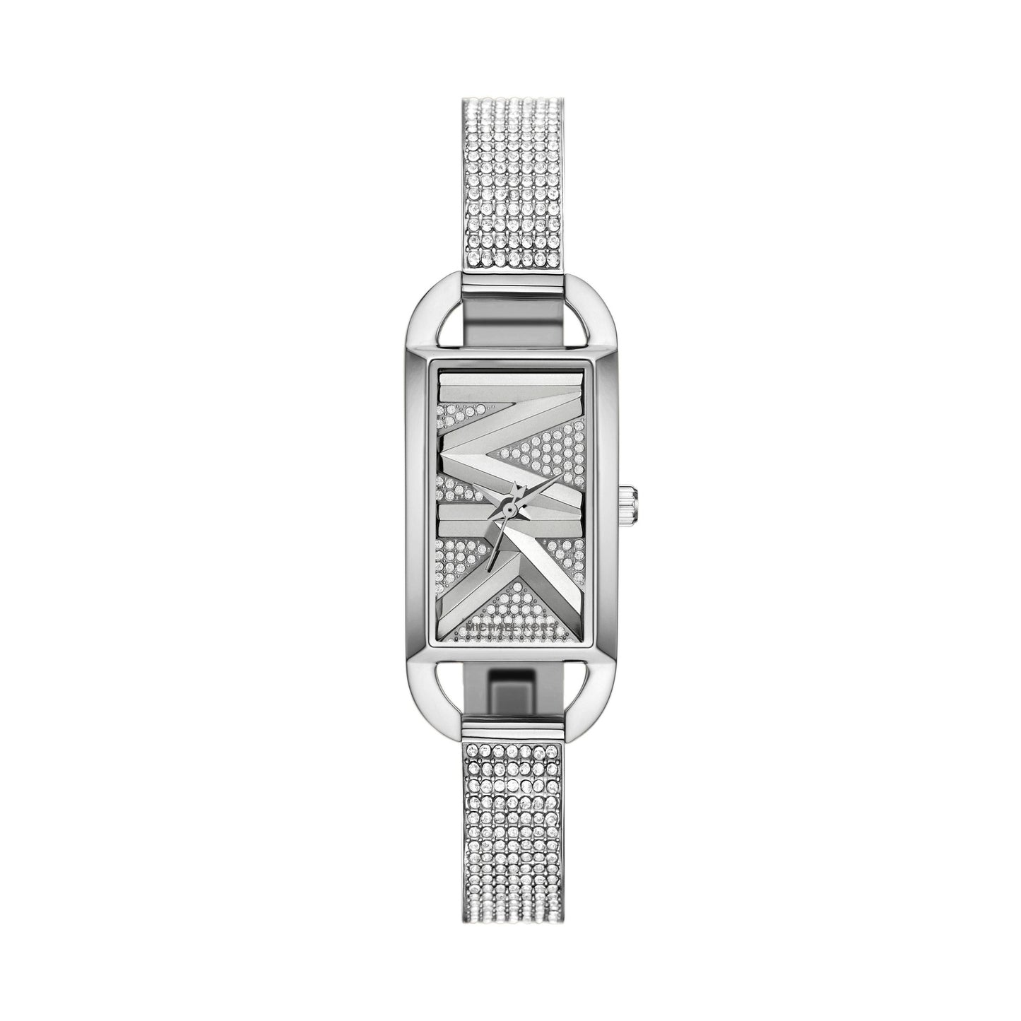 LADIES MINI EMPIRE PAVE STAINLESS STEEL BANGLE WATCH LOGO DIAL