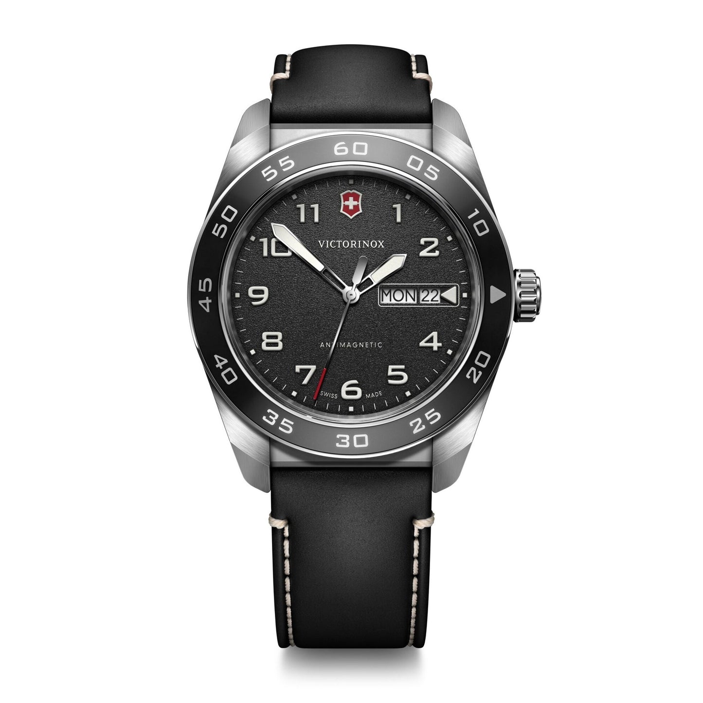 MENS SWISS ARMY QUARTZ LEATHER STRAP WATCH DIAL