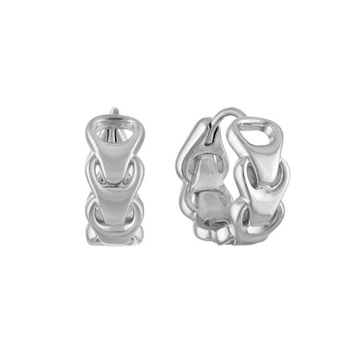 BULOVA LINK SILVER-TONE STERLING SILVER HOOP EARRINGS