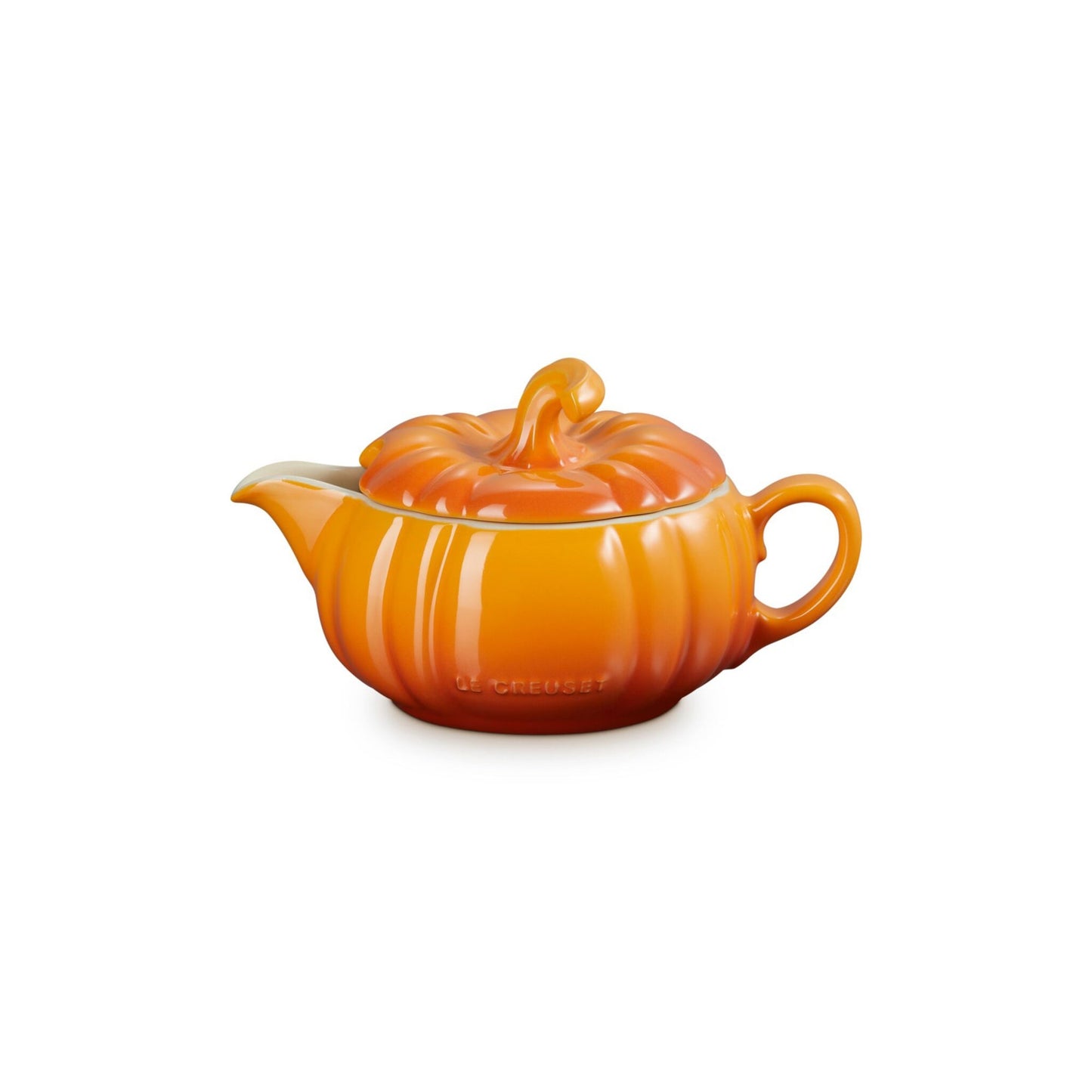 14OZ STONEWARE PUMPKIN GRAVY BOAT W/ LID PERSIMMON