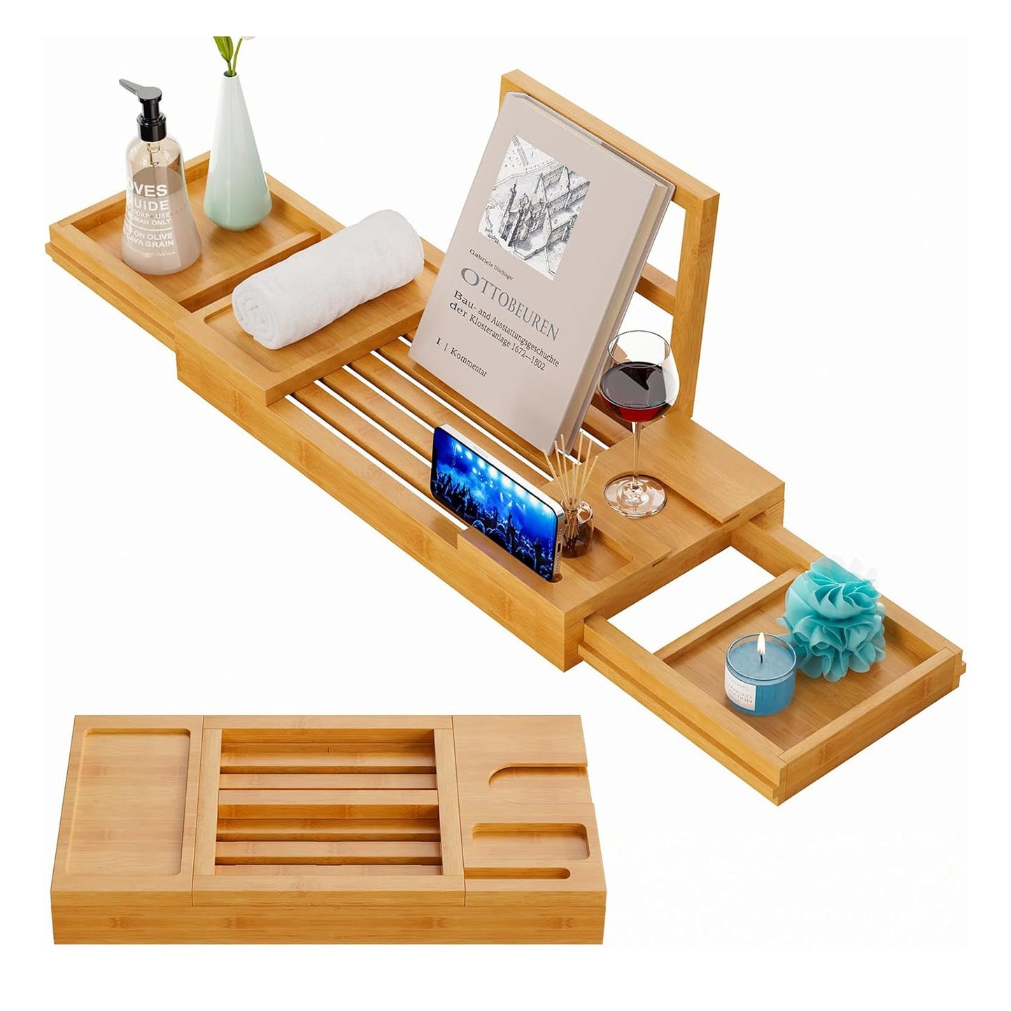 EXPANDABLE BAMBOO BATHTUB TRAY