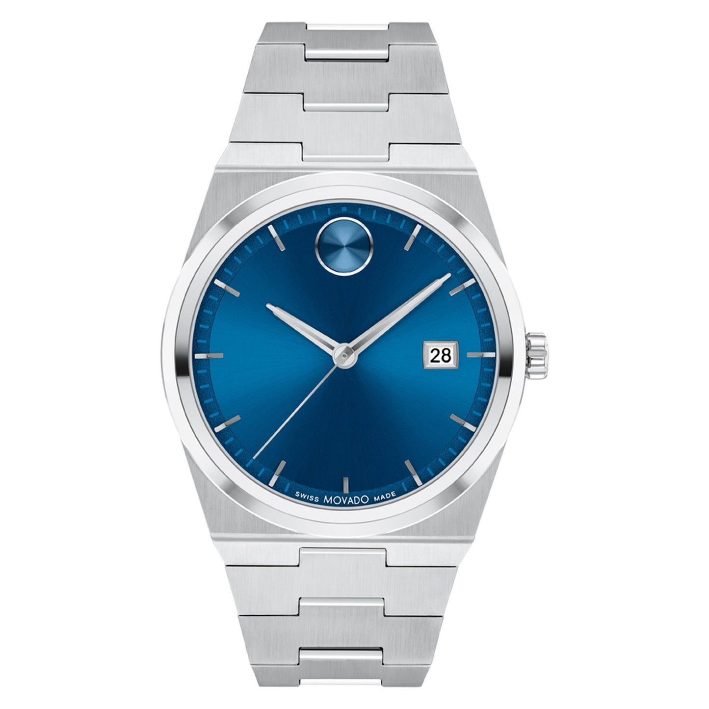 UNISEX BOLD QUEST SILVER-TONE STAINLESS STEEL WATCH BLUE DIAL