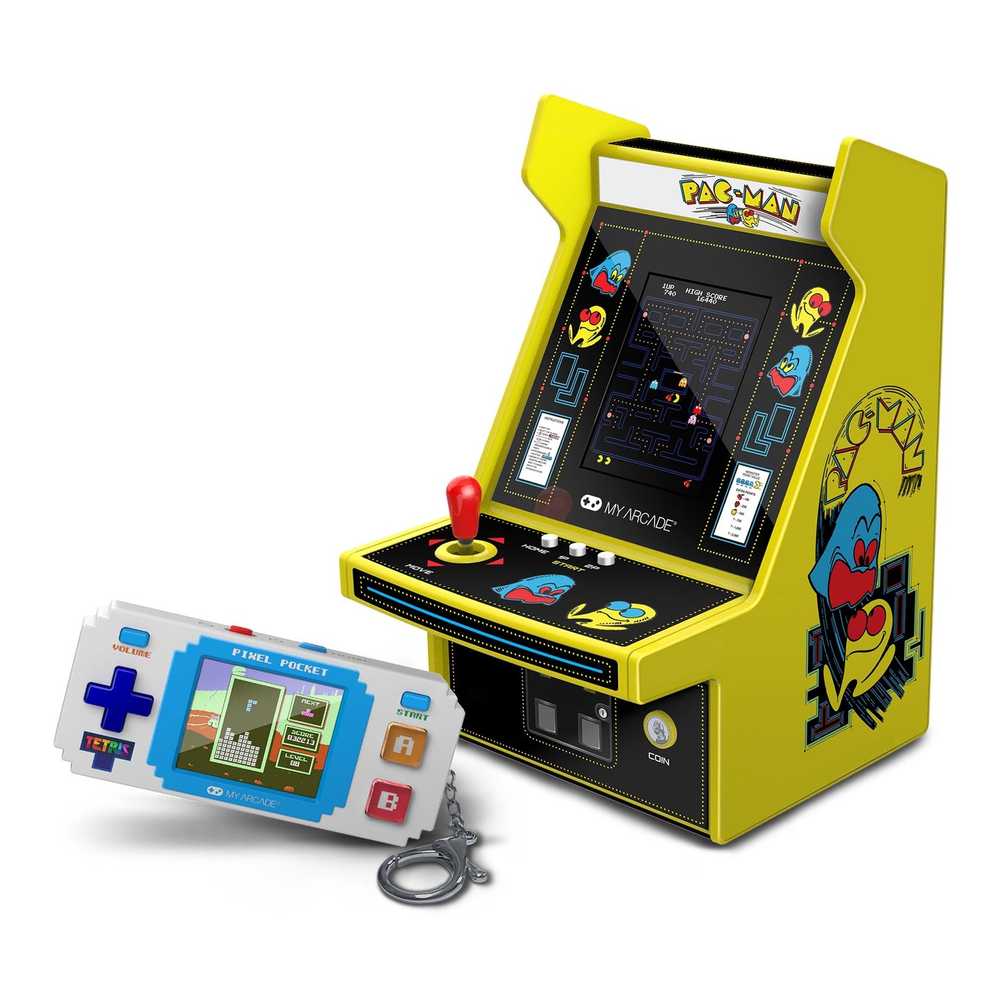 PAC-MAN MICRO PLAYER PRO RETRO ARCADE + TETRIS PIXEL POCKET GAMING SYSTEM
