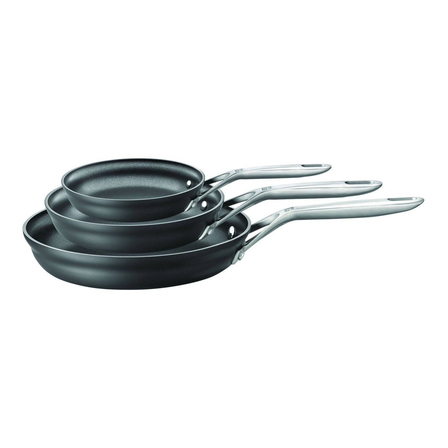 MOTION 3PC ALUMINUM HARD ANODIZED CERAMIC NONSTICK FRY PAN SET