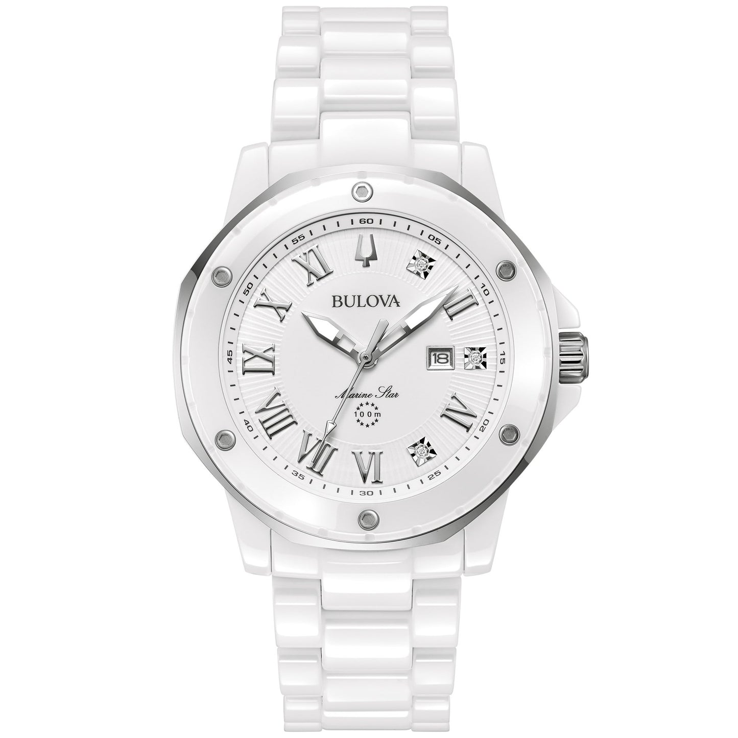 LADIES MARC ANTHONY MARINE STAR WHITE CERAMIC WATCH WHITE DIAL