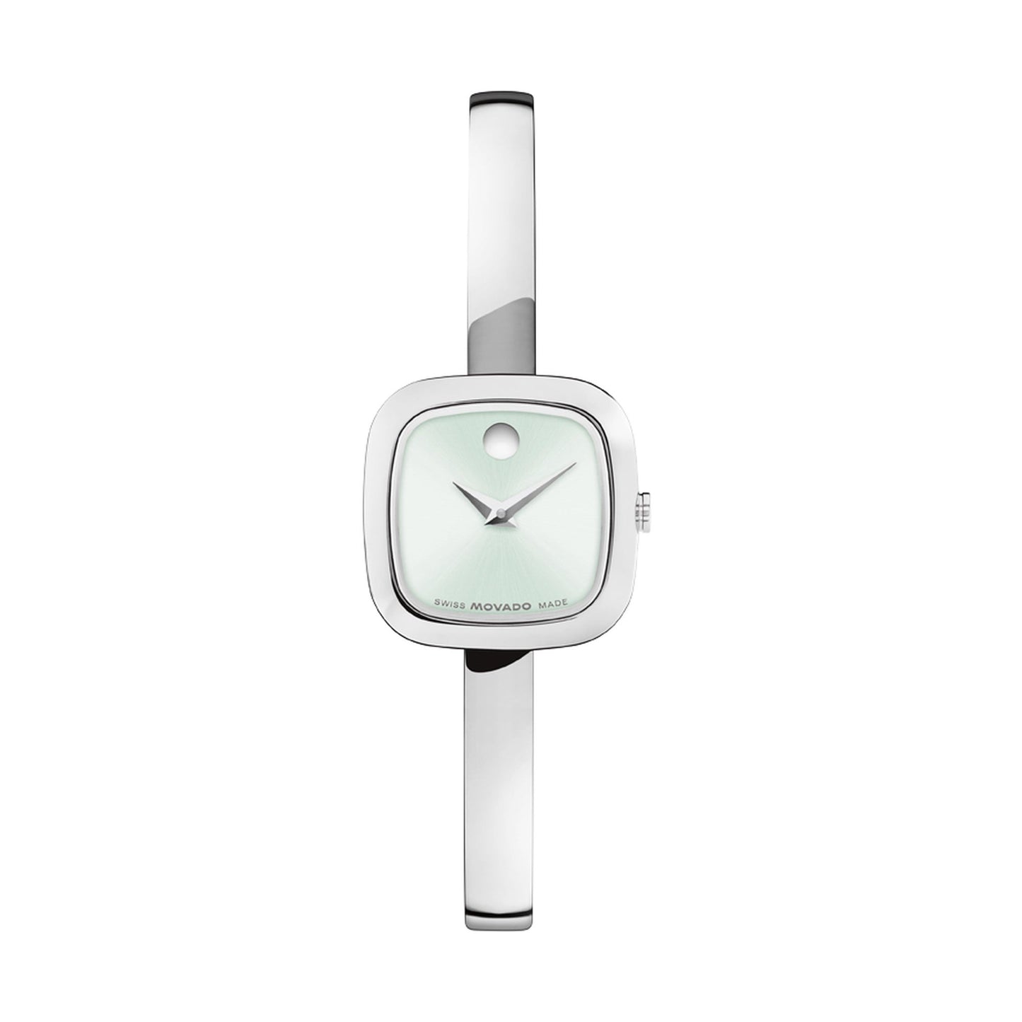 LADIES MUSEUM BANGLE SILVER-TONE STAINLESS STEEL SQUARE WATCH LIGHT GREEN DIAL
