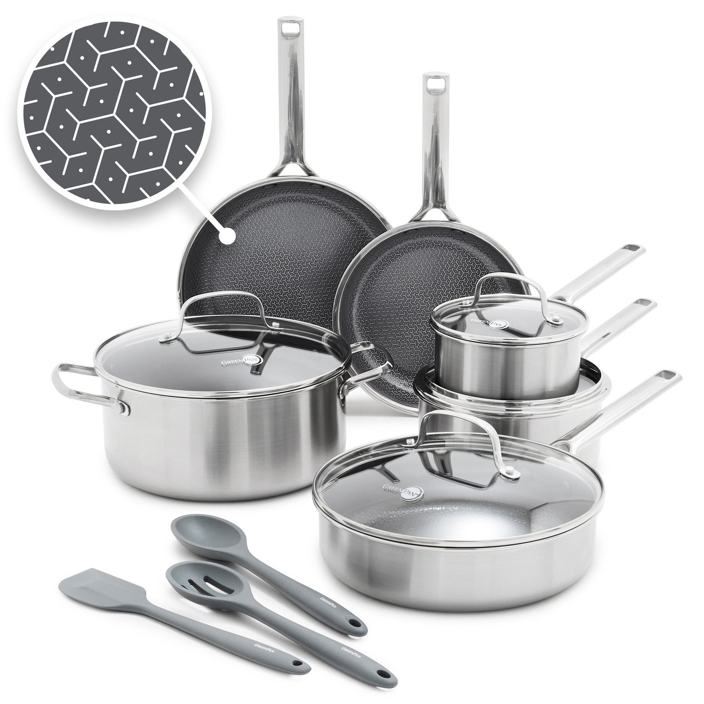 APEX STAINLESS STEEL 13PC COOKWARE SET