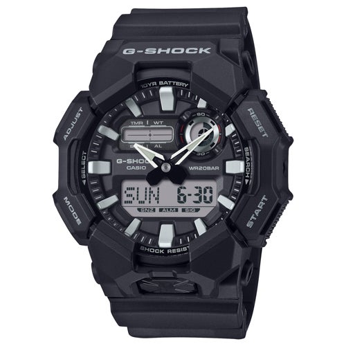 MENS GA010 G-SHOCK LARGE ANA-DIGI WATCH WHITE & BLACK