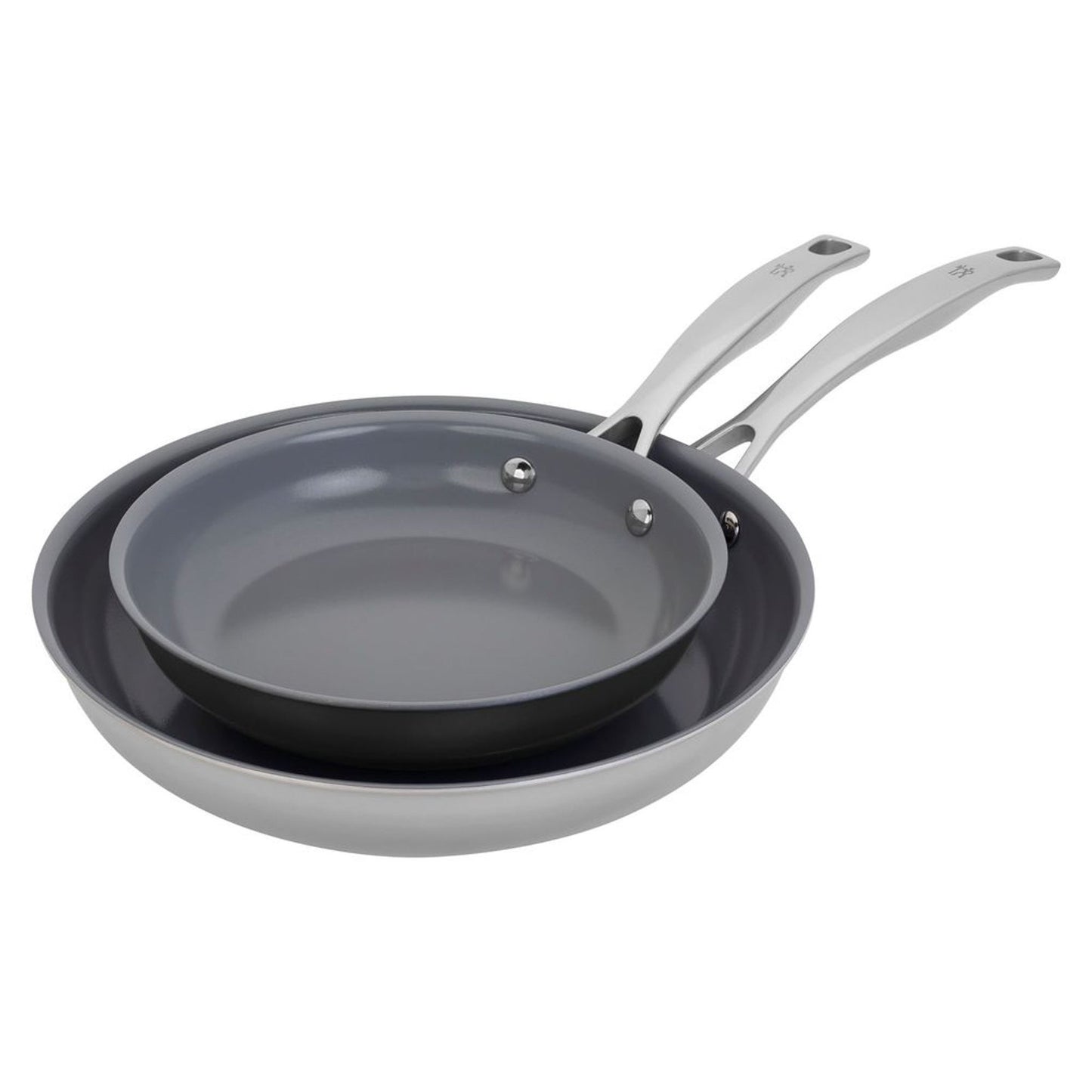 CLAD H3 2PC STAINLESS STEEL CERAMIC NONSTICK FRYPANS